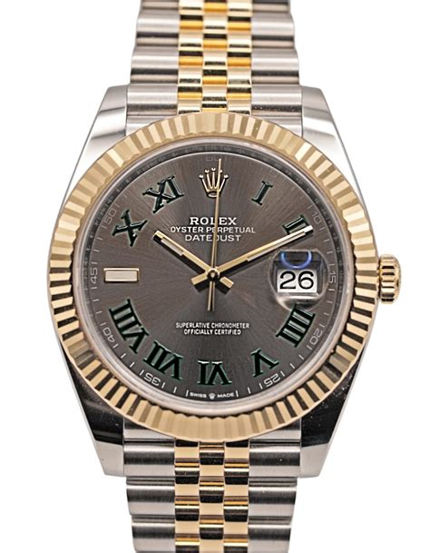 rolex datejust 41 two tone wimbledon